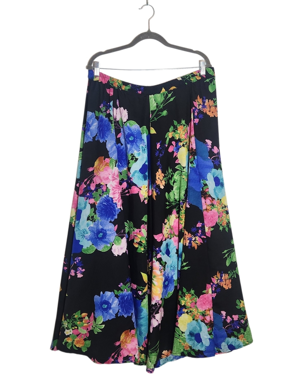 Flint & Moss Black Floral Maxi Skirt Size XL